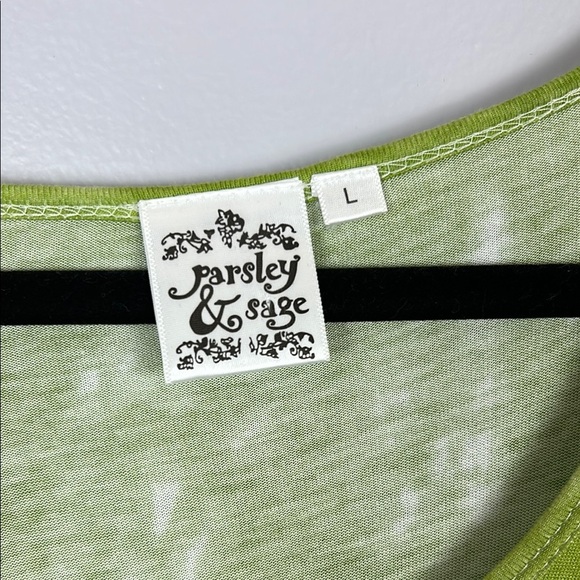 Parsley & Sage Green and White Tie-Dye Long Sleeve Tunic Top Size Large - Picture 3 of 9